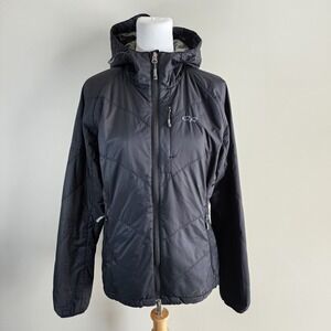 Outdoor Research Windstopper Primaloft Jacket Womens Medium Black Hood Gorp Coat